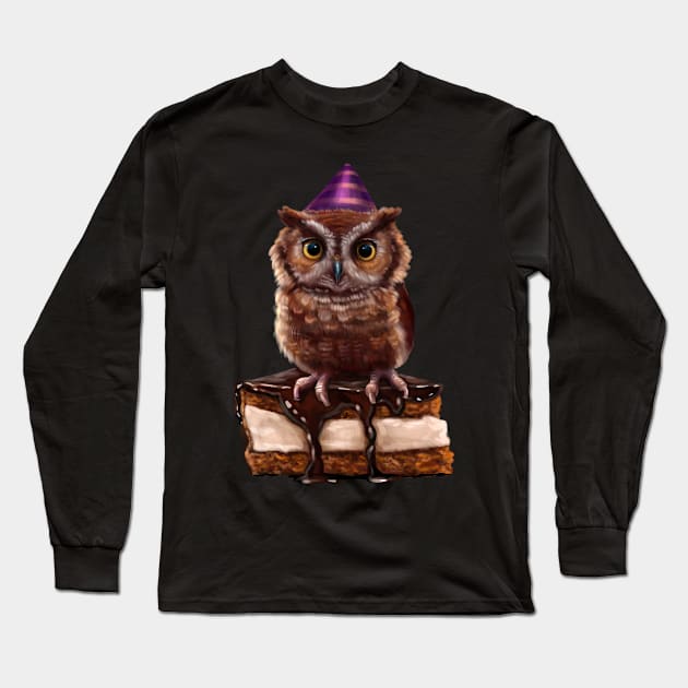 Owl on the cake Long Sleeve T-Shirt by Magical Forest